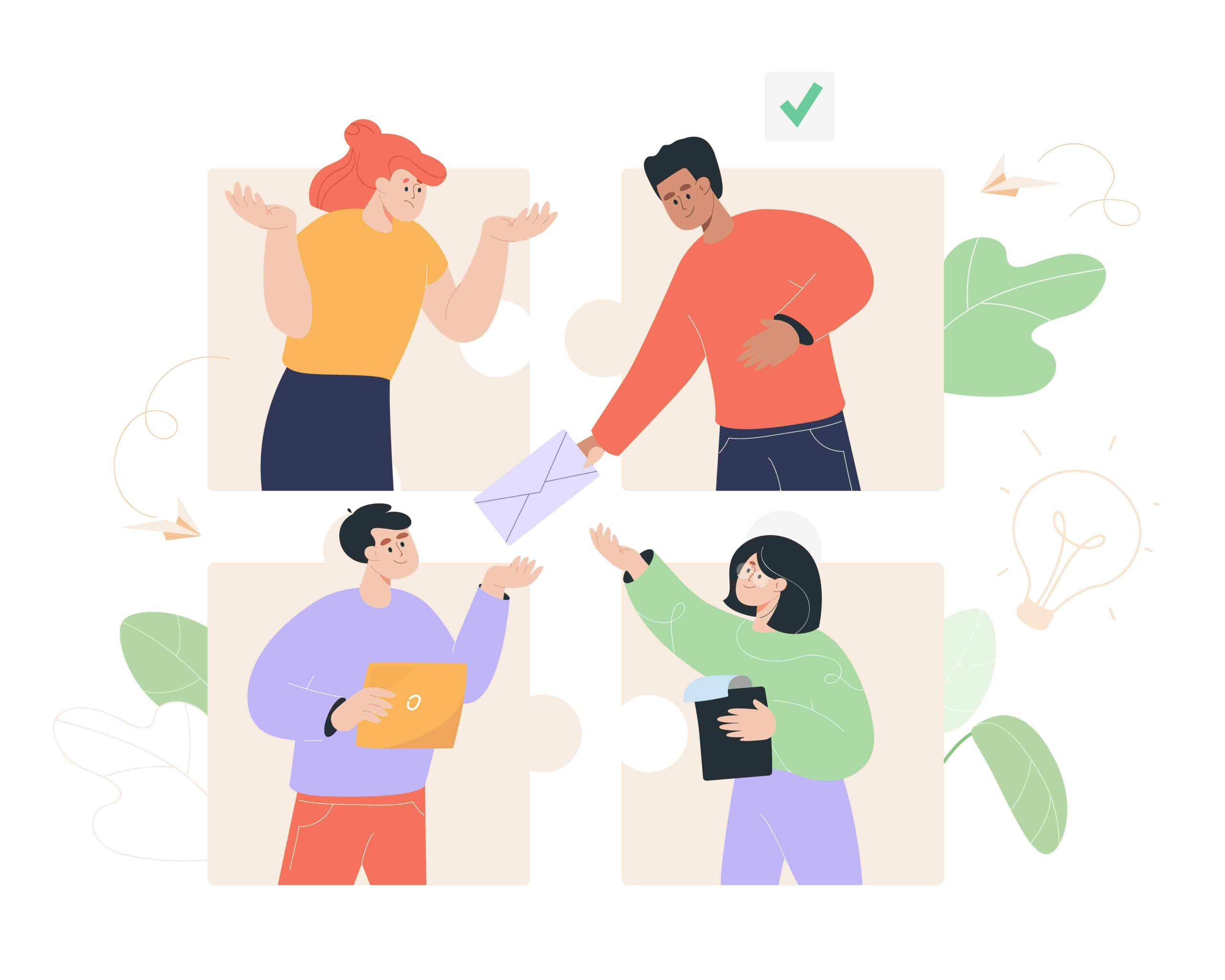 Illustration d'une équipe travaillant ensemble en harmonie.