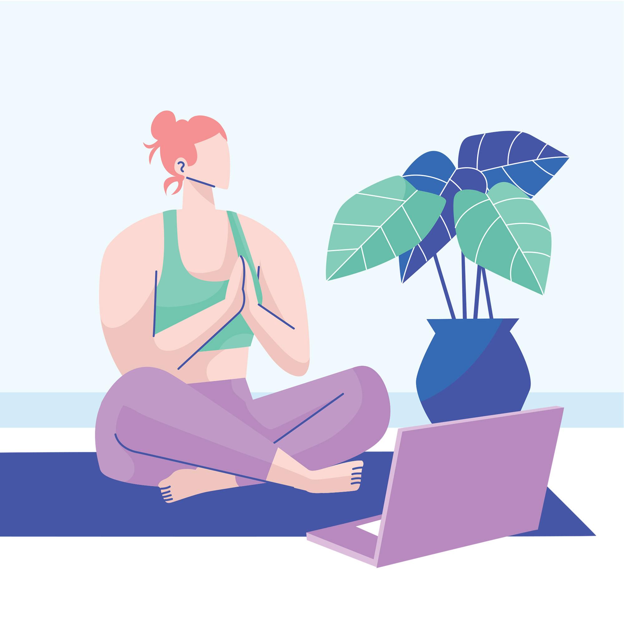 Illustration d'une femme adoptant une position relaxante.